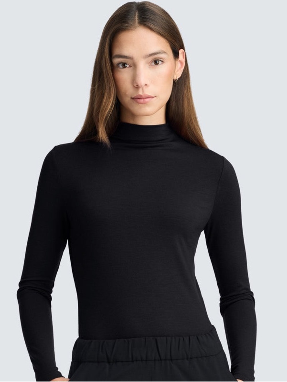 Unbound Merino Women’s Mock Neck Top, Black, size S
